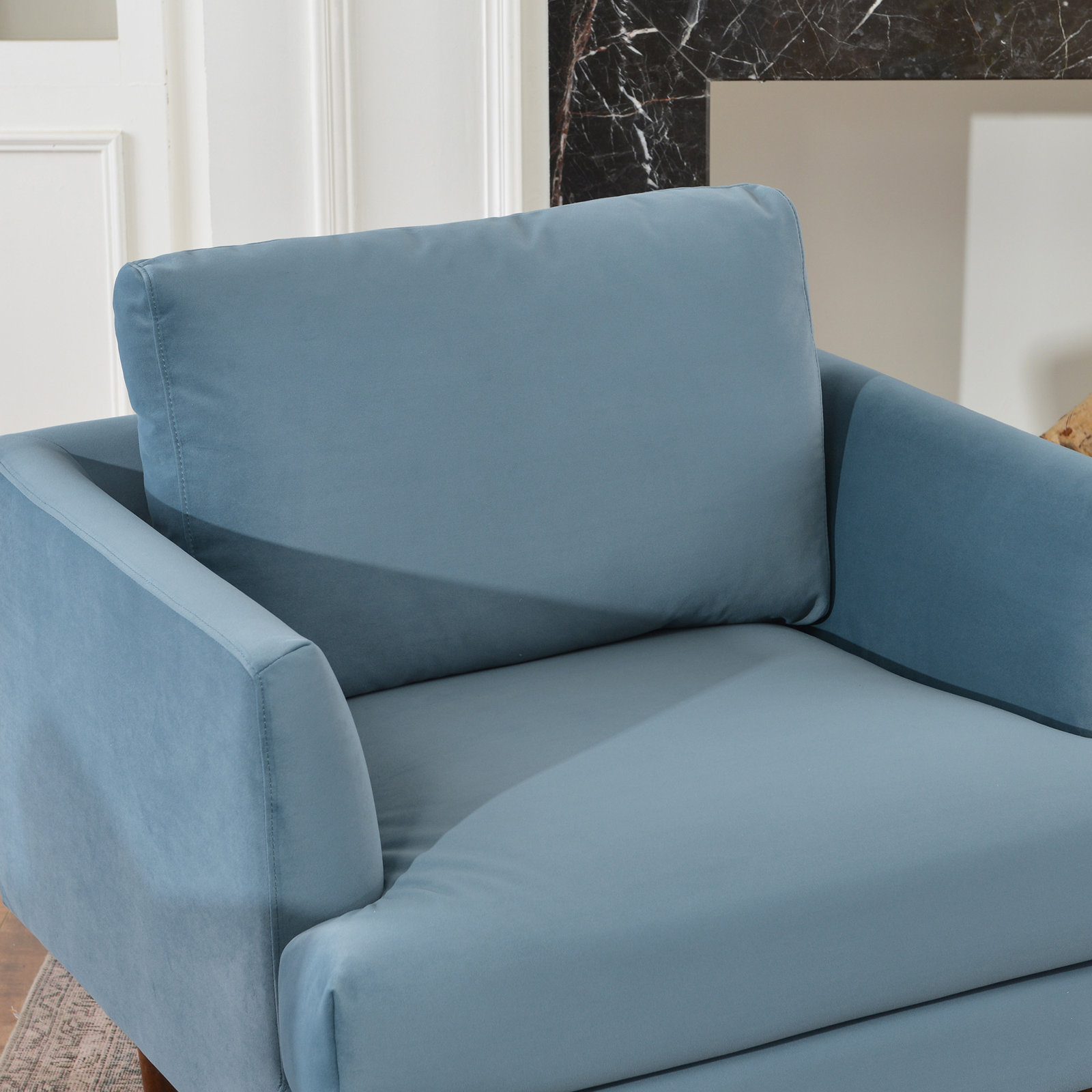 Miller Walnut Armchair, Brown Velvet