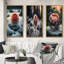 «A Blooming Red Dahlia Flower In Winter», 3 pièces sur toile-1994155738-1994155741