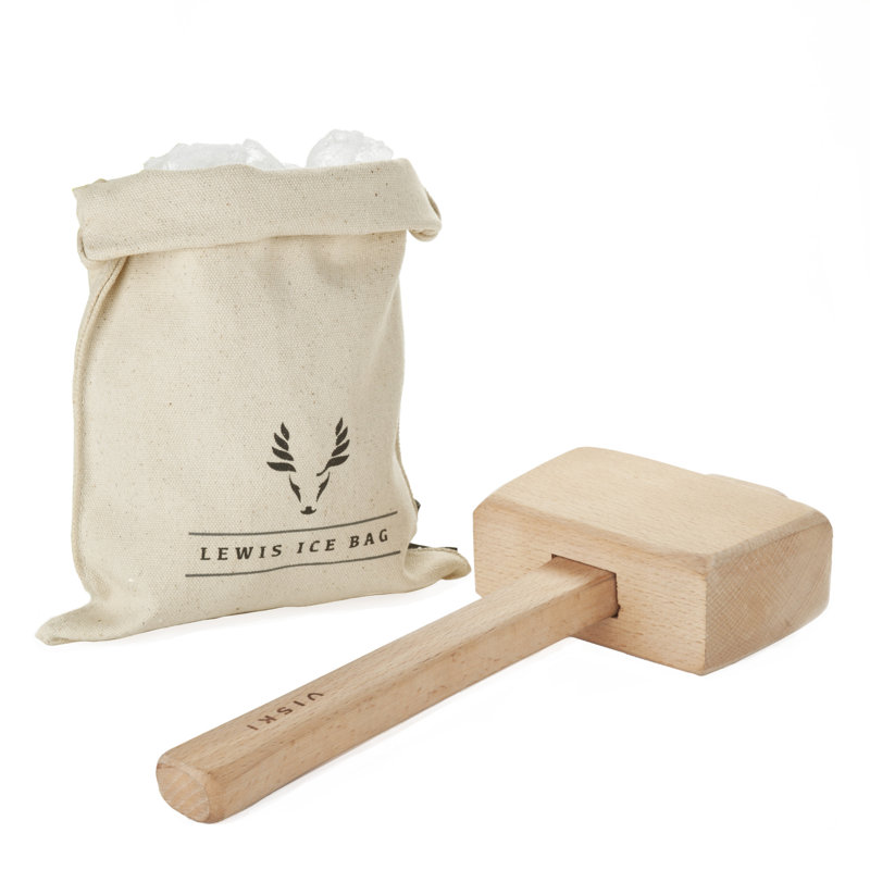 Viski Professional Grade Lewis Canvas Ice Bag and Beechwood Mallet Set