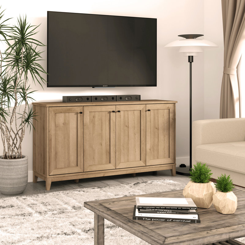 Oak 4-Door Shaker Style Storage Cabinet with Adjustable Shelving