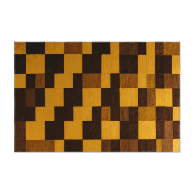 Tapis d'intérieur et d'extérieur à carreaux brun
