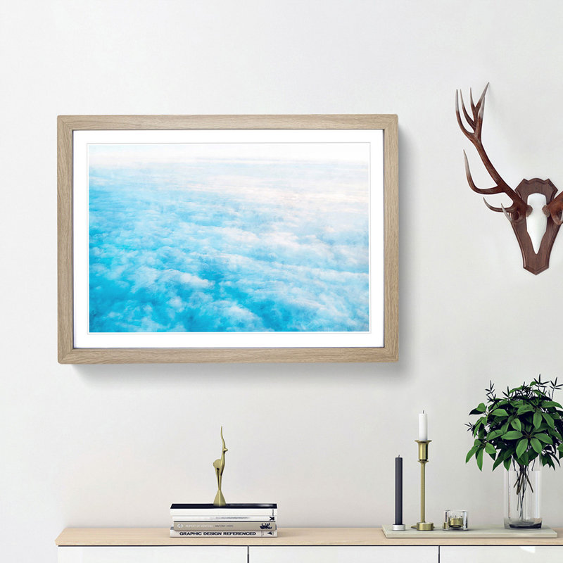 Over the Clouds - Picture Frame Graphic Art Print, 24cm H x 33cm W x 2cm D, Oak Framed