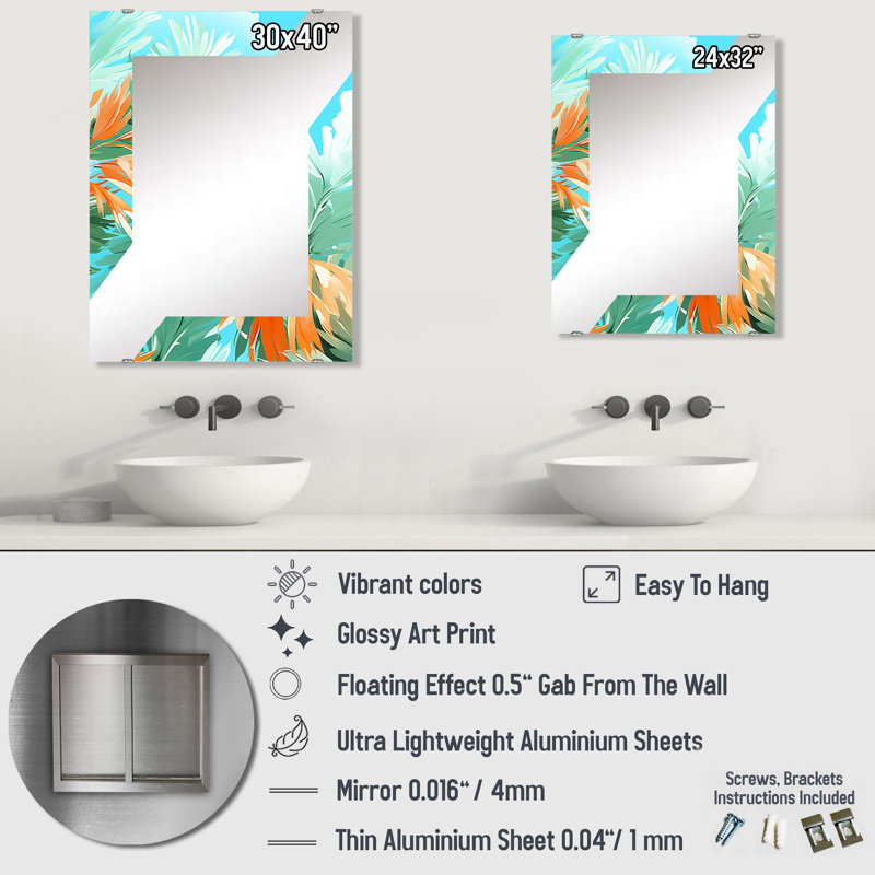 Sahani - Grand miroir mural côtier tropical MIR133026, 40 po x 30 po