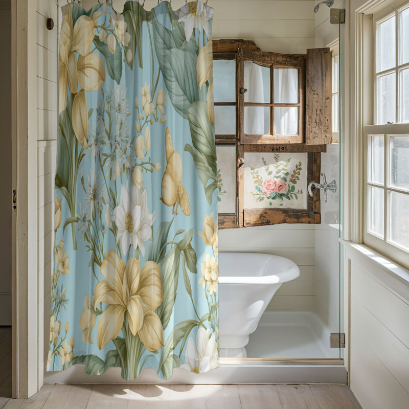 Fresh Petals - Rideau de douche standard 1 pièce, H 74 po x l 71 po