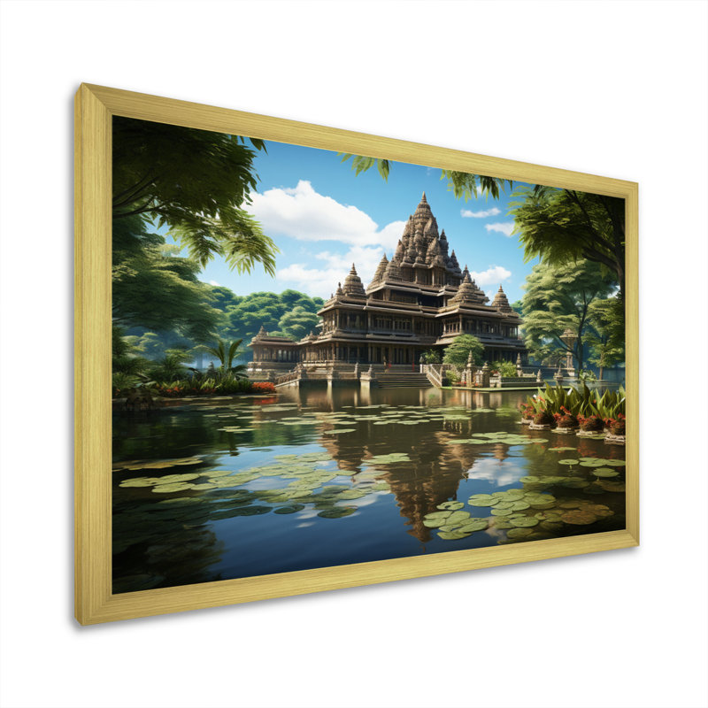 " Indian Art Temple Serenity I ", H 24 po x l 32 po x P 1 po, Cadre doré à une seule photo