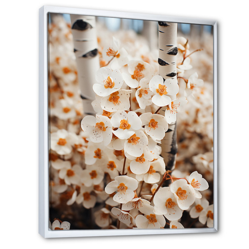 «White Flowers Tree In Aspen Colorado», reproduction sur toile, 32" H x 16" W, Cadre flottant blanc