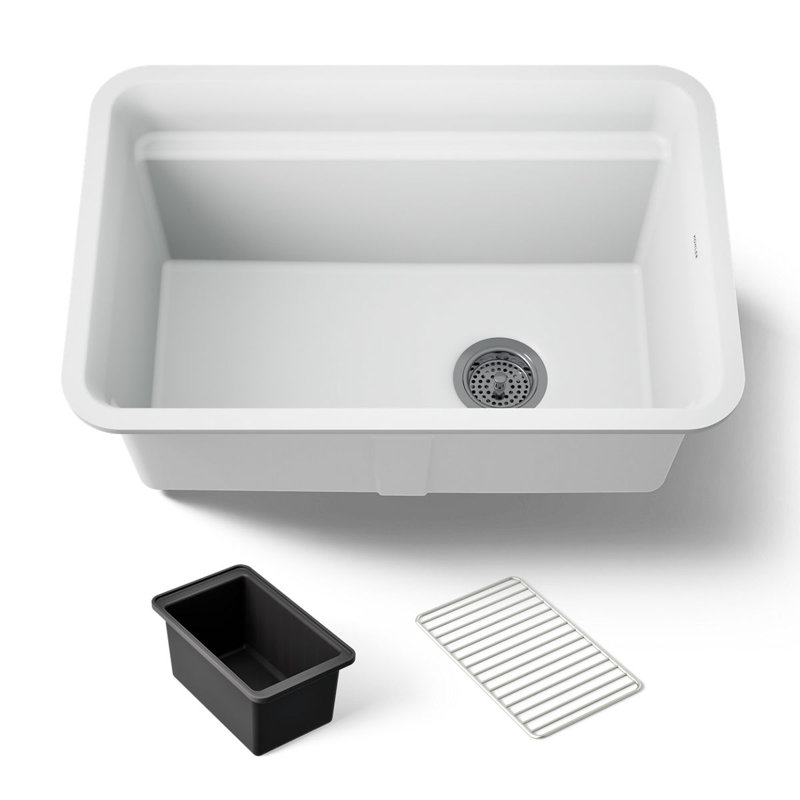 Cairn 27-1/2 in. X 18-5/16 in. X 12-5/8 in. Undermount Utility Sink, Matte White