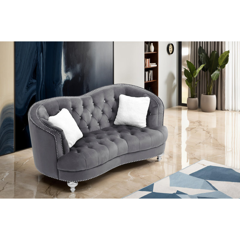 Causeuse en velours Mongeon, Gris