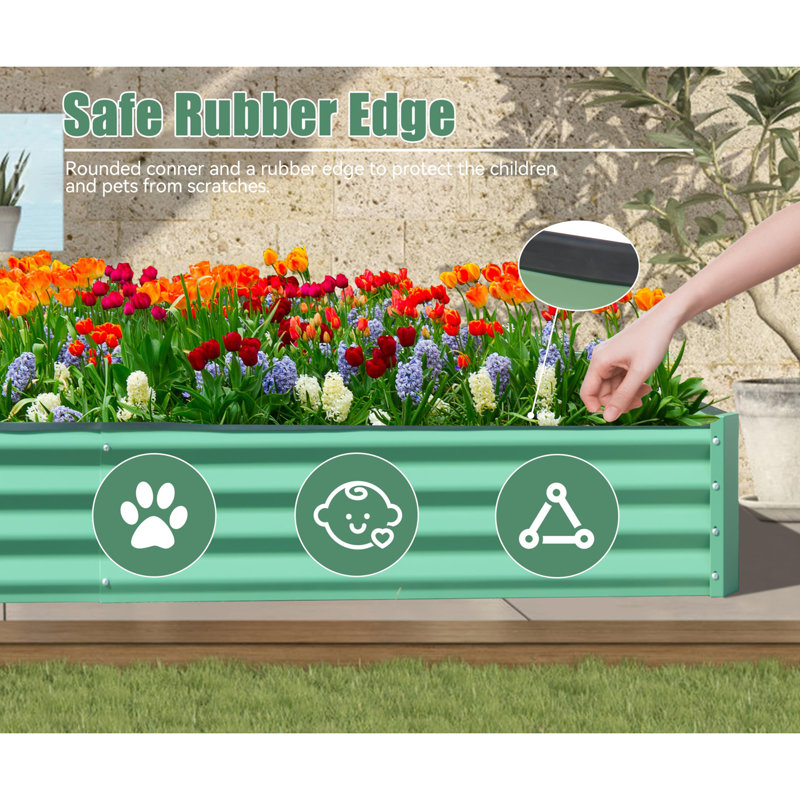 Lit de jardin surélevé en métal, H 11,81 po x l 94,49 po x P 47,25 po, Vert