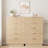 Natural Rattan 5-Drawer Dresser, Wood Storage Cabinet with Integrated Frame for Hallway, Entry Area or Closet-1694151153