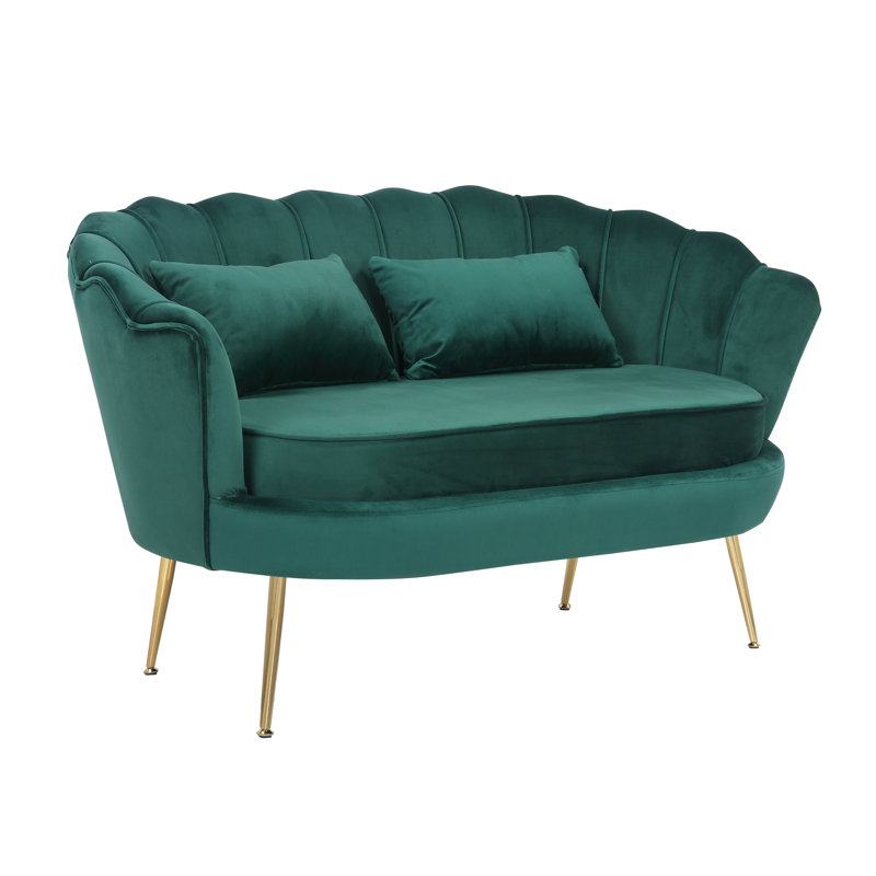 Carney Velvet Loveseat Accent Sofa, Emerald Green