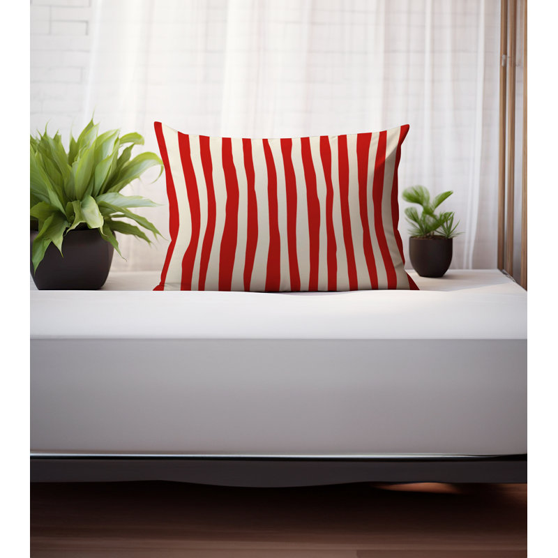 Coussin décoratif réversible Malone, H 25 po x l 18 po, Rouge, blanc cassé