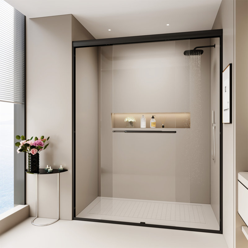 56 à 60 po X P 72 po H Double porte de douche coulissante, Noir
