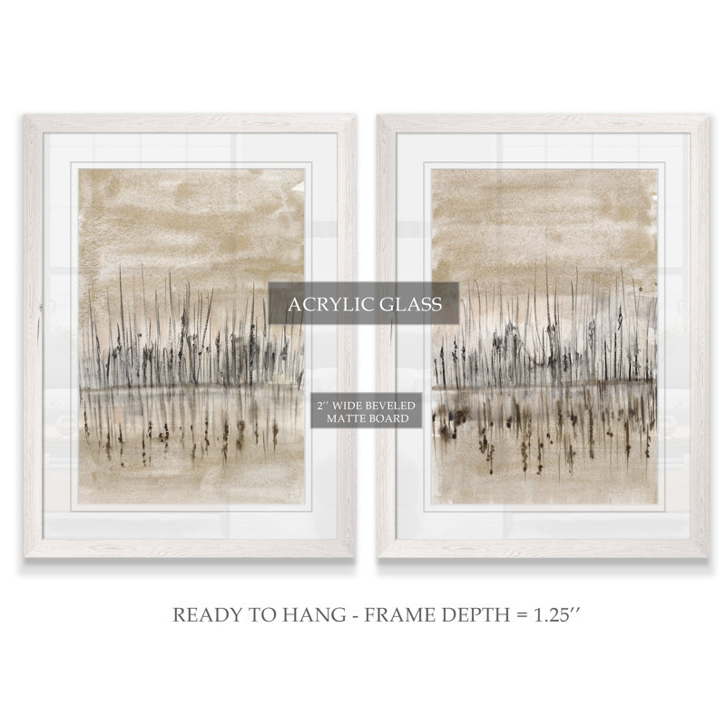 «Marshline Reflection I» par Vincent Van Gogh, ensemble de 2 cadres sur toile, H 20 po x l 32 po, Blanc