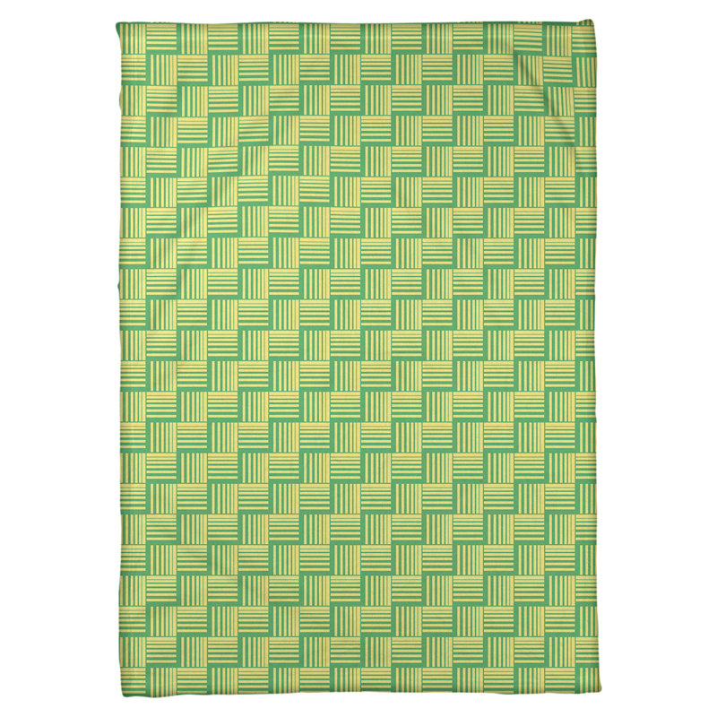 Couverture polaire à rayures classic basketweave, l 60 po x L 80 po, Vert / Jaune