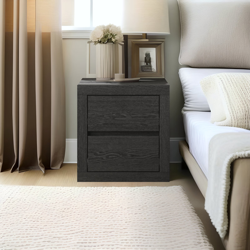 Brannick 20.3" Tall 2 - Drawer Nightstand, Dark Gray Oak