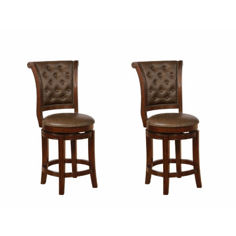 Upholstered Counter Stool with Solid Wood Frame