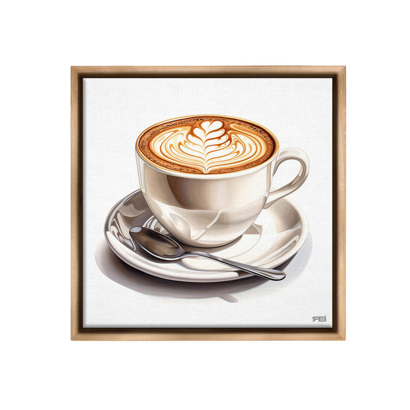 «Latte espresso avec motif» sur toile, H 25 po x l 25 po, Cadre flottant orme Montalcino