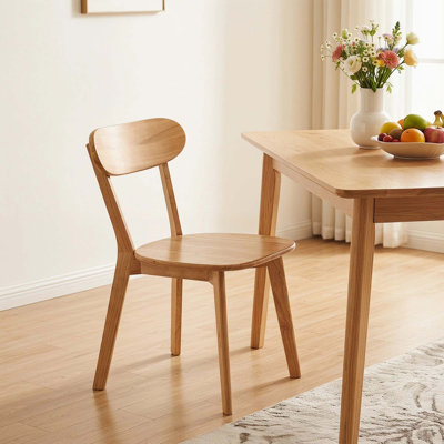 Solid Wood Dining Chairs with Ergonomic Backrest and Adjustable Footpads