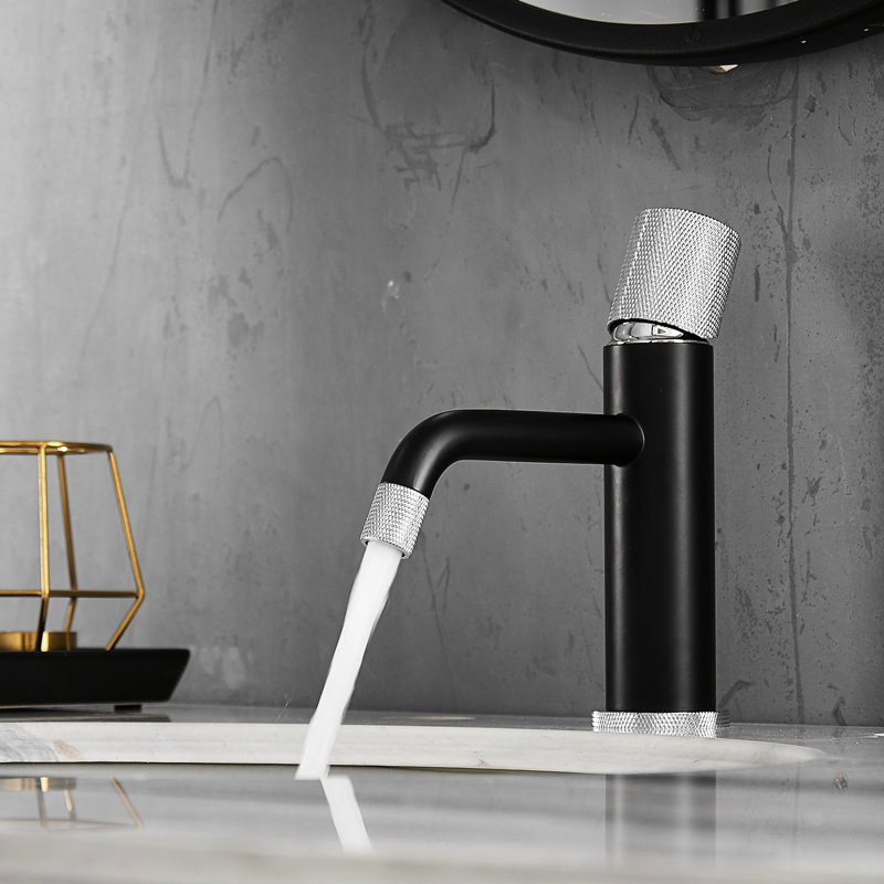 Contemporary Bathroom Water Mixer - Matte Black Finish With Handle And To Tarnishing Fingerprint Elegant Basin Tap Silver Cartridge Valve Rust