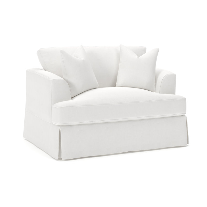 Lucia Slipcovered Chair and a Half, Drusky Moonglow Sustain® Basketweave