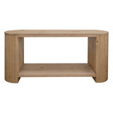 Izya 66 Inch Sofa Table, Bottom Shelf, Intricate Fluted Column Base, Brown