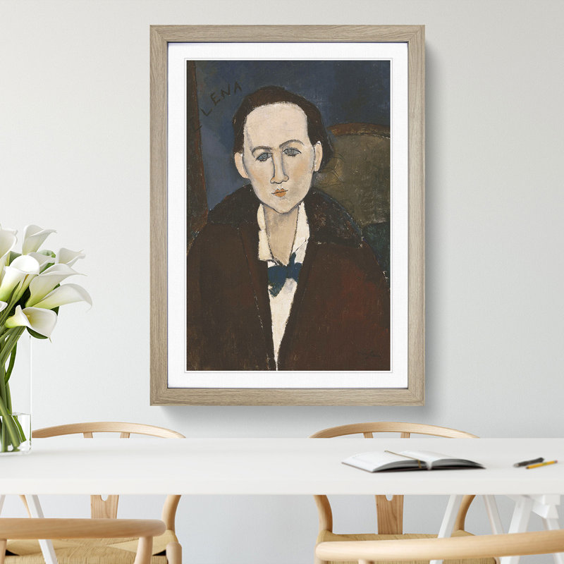 Elena Povolozky by Amedeo Modigliani - Picture Frame Painting, Oak Framed, 36cm H x 27cm W x 2cm D