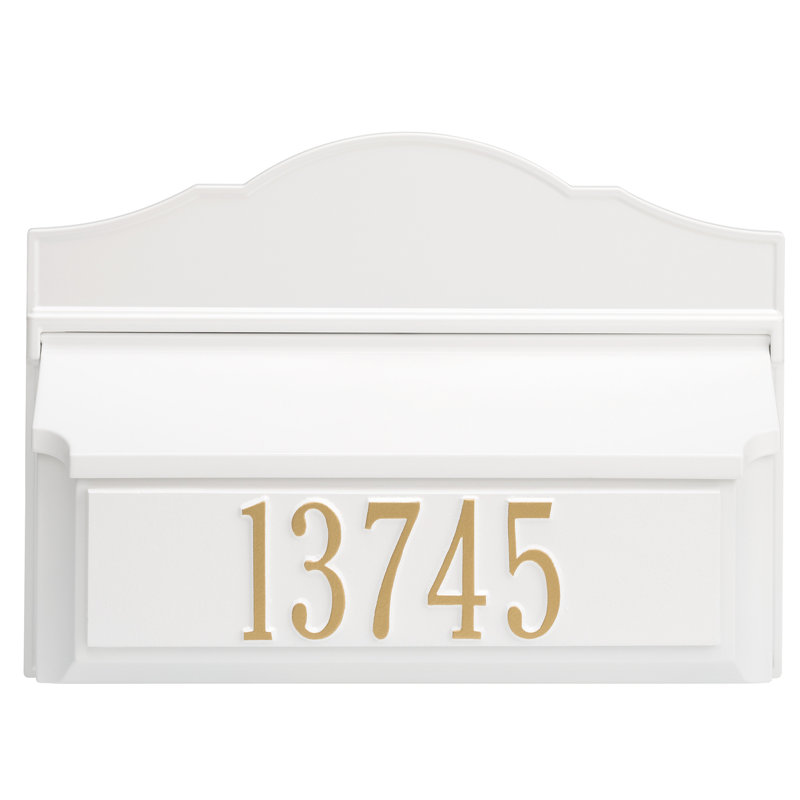 Colonial Wall Mounted Mailbox, White/Gold, Yes