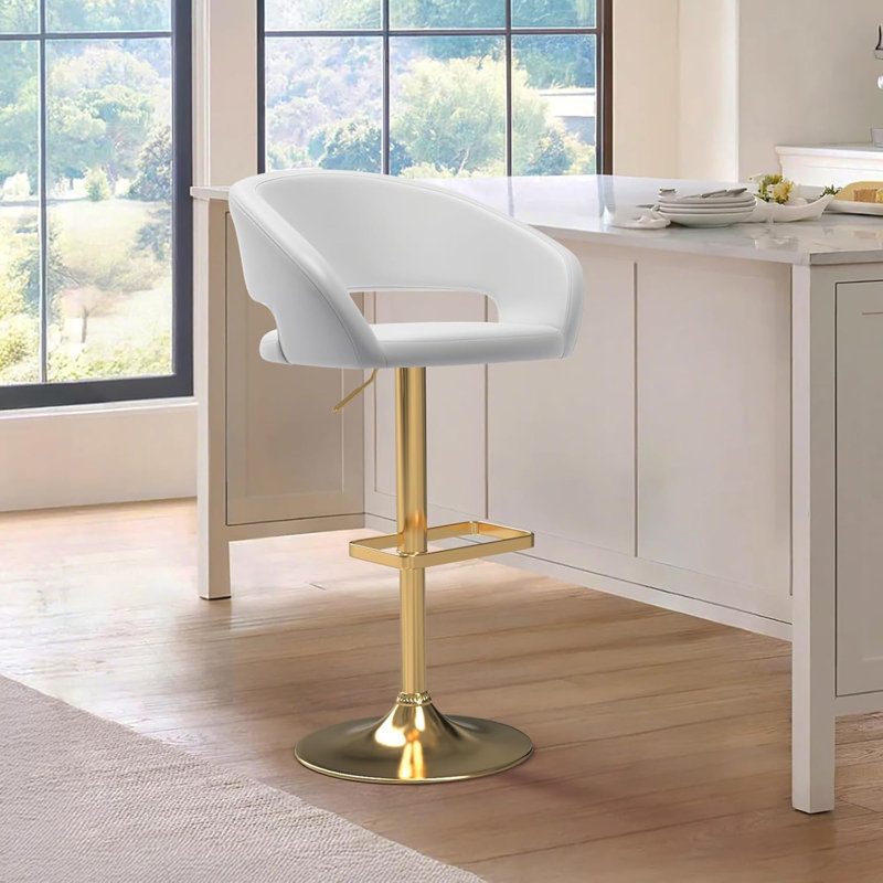 Anastacio Swivel Upholstered Adjustable Height Counter Stool with Metal Frame,Bar Stools with Footrest, Kitchen Island Chairs for Dining Room, Home Bar, Cafe