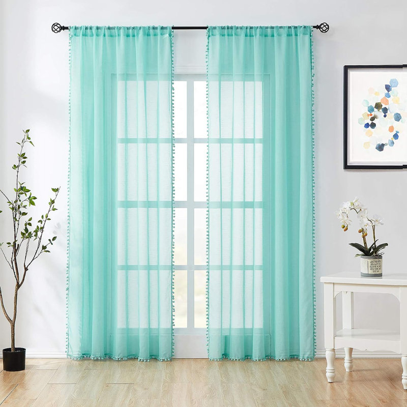 Paire de rideaux semi-transparents en polyester Calesha