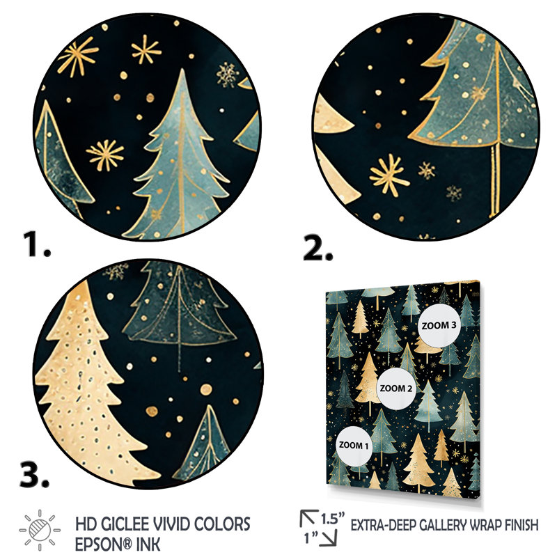 Motif de sapin de Noël III - Pin, art mural, Cadre photo blanc, H 44 po x l 34 po x P 1,5 po
