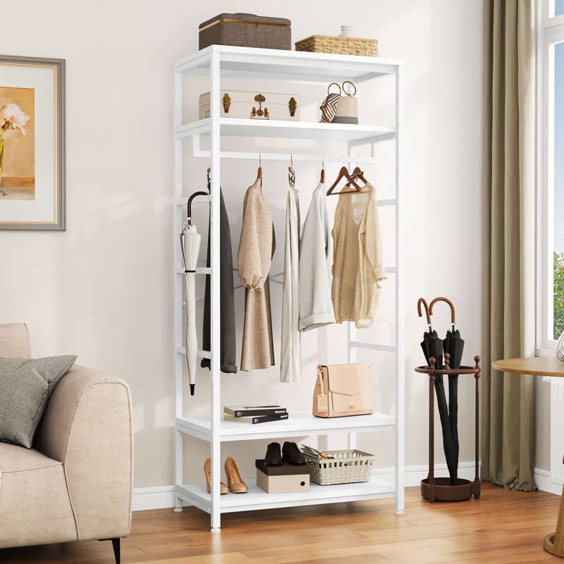 Bomer Hallway Coat and Shoe Storage，80 W Hall Tree, White