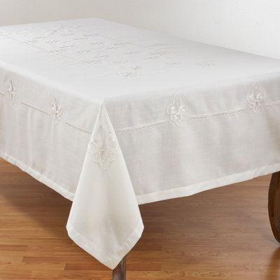 Embroidered Tablecloth With Fleur-de-Lis Design