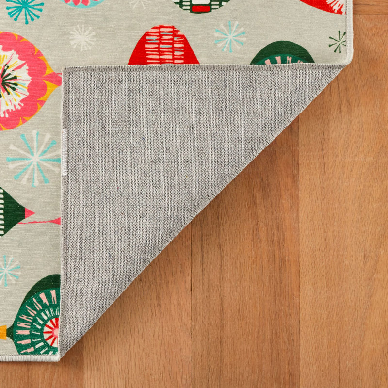 Ornaments Multi Machine Washable Rug, Rectangle 2' x 3'