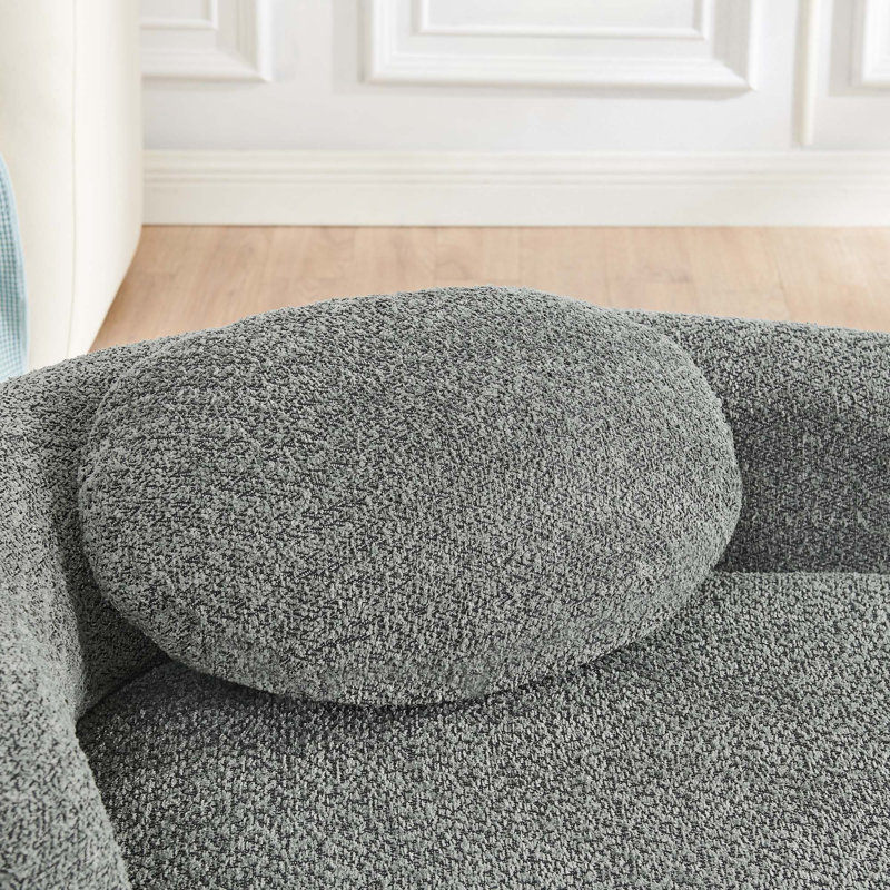 Canapé-lit simple ovale moderne avec dossier intégré, accoudoir latéral et coussin pour la chambre à coucher, Gris foncé