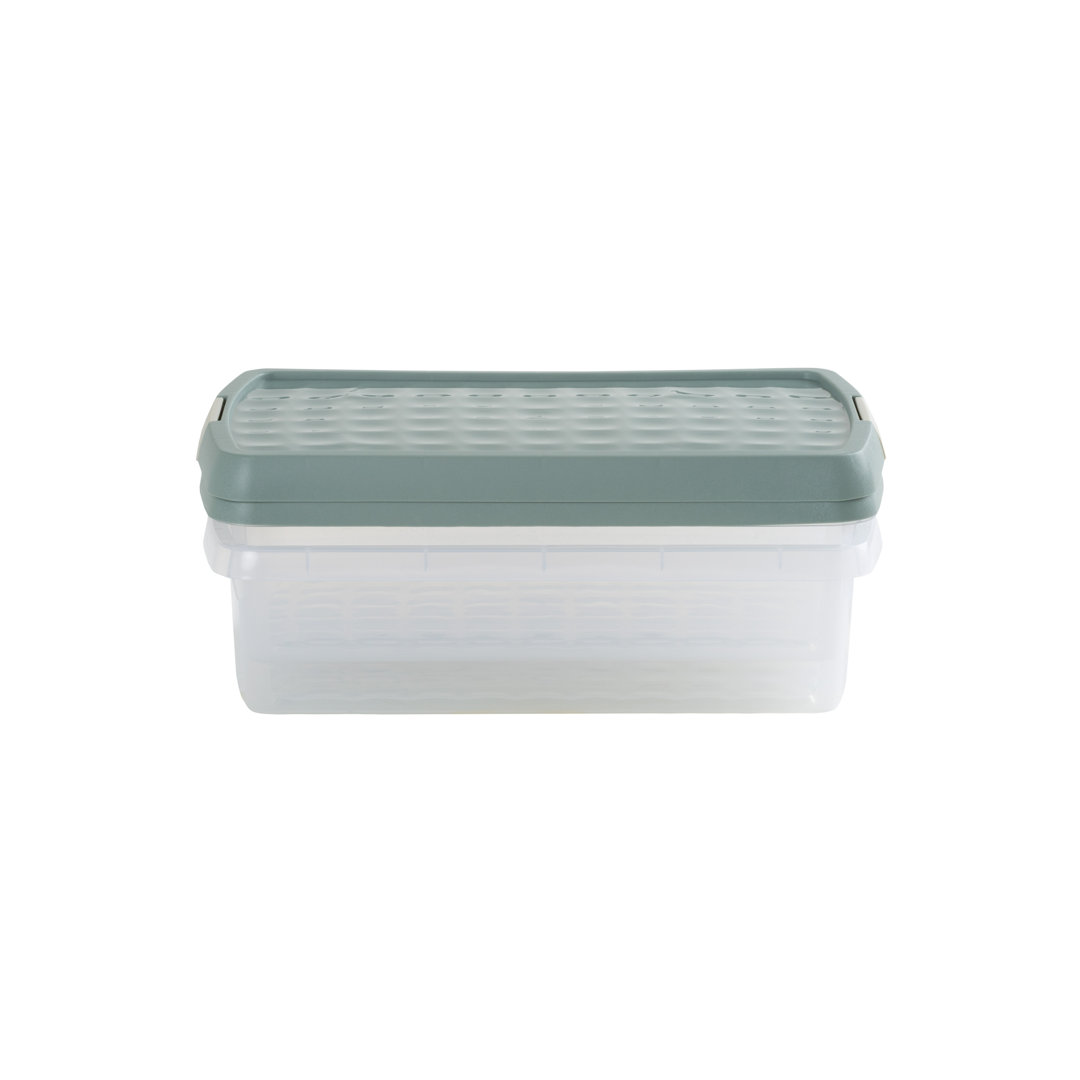 Wham Clip 3x 7L Rectangular Plastic Storage Boxes with Secure Clip Lock Lids. L:39 x W:24 x H:10.5cm Clear/Green Milieu/Stone - Image 5