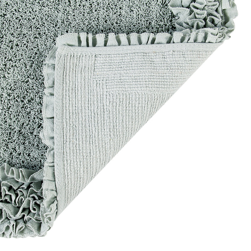 Courson Premium 100% Cotton 4-Piece Bath Rug Sets with Spray Latex Backing, Machine Washable, Luxurious Ruffle Pattern Super Absorbent & Tufted Weave Bath Mat for Bathroom