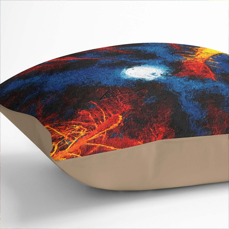 Moon Through the Trees Cushion with Filling, 40cm H x 40cm W x 15cm D, Stone
