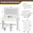 6-Drawers Makeup Vanity with Big Lighted Mirror & Dressing Stool, Blower rack