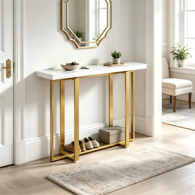 100 cm W Faux Marble Top Console Table