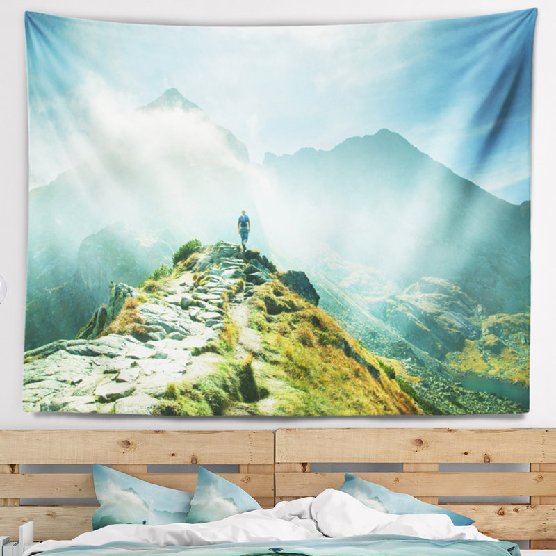 Photographie montagnes paysage tapisserie, H 50 po x l 60 po