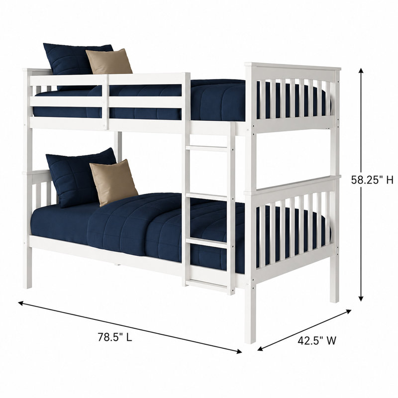 Latorre Wooden Kids Twin Over Twin Bunk Bed