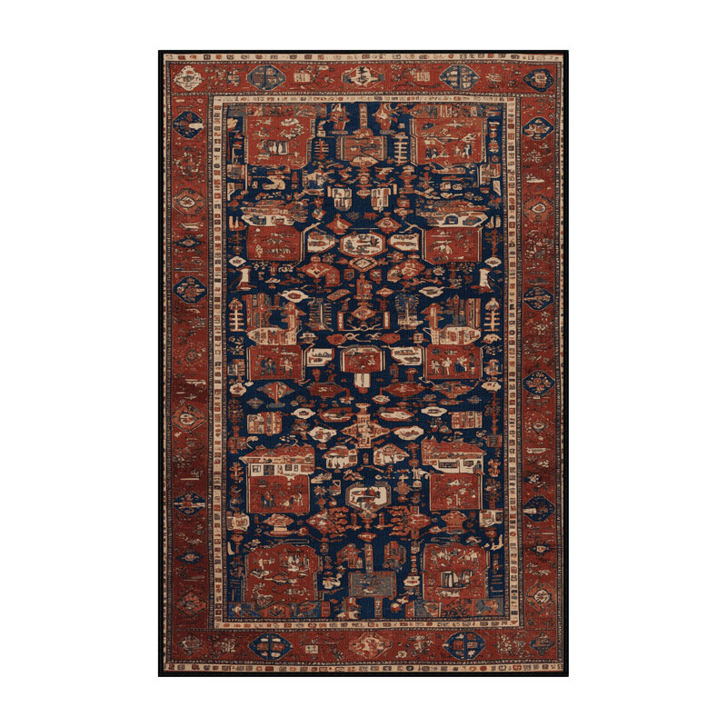 Tapis brun turc lavable à la machine, Rectangulaire 7 pi x 10 pi