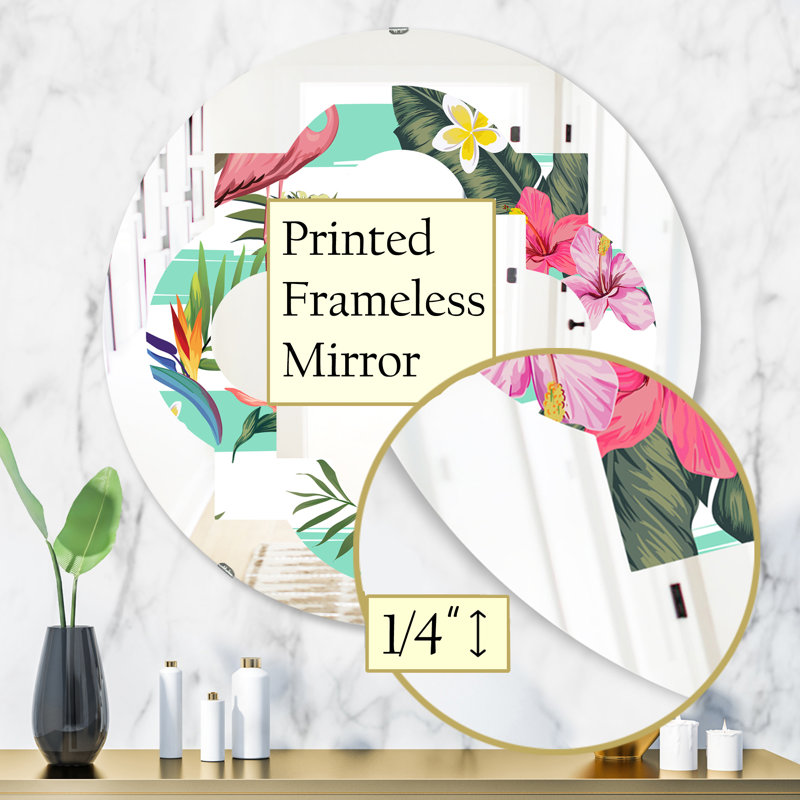 Miroir mural Quatrefoil Botanicals, Flowers and Flamingo, H 31,5 po x l po