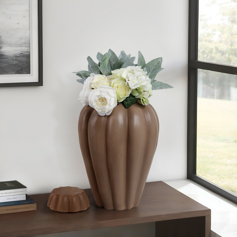 Pot de table moderne en céramique ciselée avec couvercle pour grande décoration de table, H 18 po x l 12 po x P 12 po