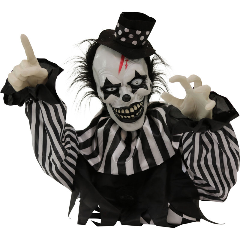 Scary Clowns de cirque animée, clown animateur avec lumières et son, décoration d'Halloween d'intérieur ou d'extérieur couverte