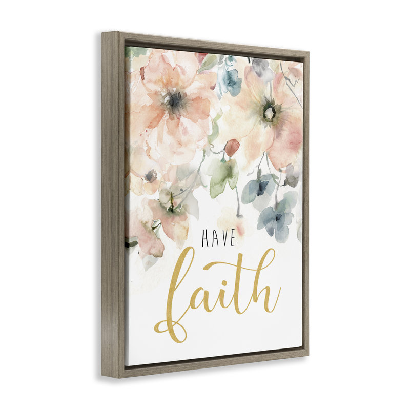 Cadre flottant «Have Faith on Florals», conception par Carol Robinson, H 21 po x l 17 po, Cadre flottant orme Montalcino