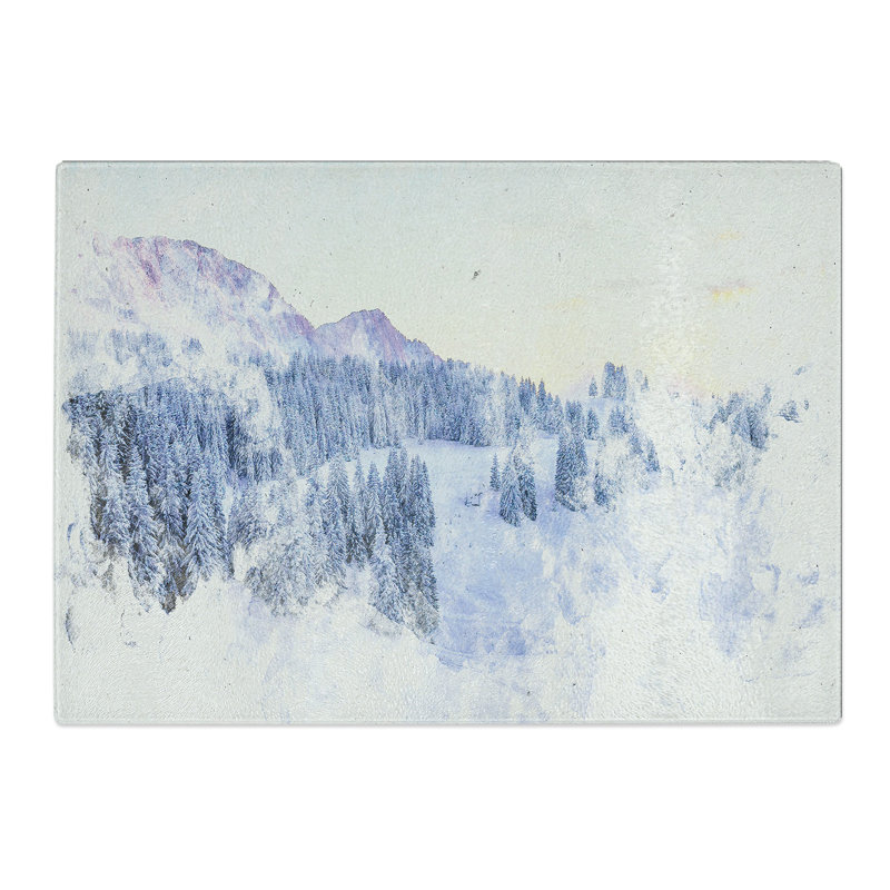 Tempered Glass Mountain & Forest at Winter Chopping Board, 28.5 cm x 39 cm