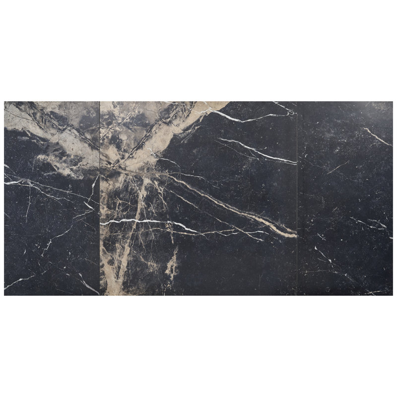 Autograph 48x48 Satin Marble Look Porcelain Tile, Noir Sabbia