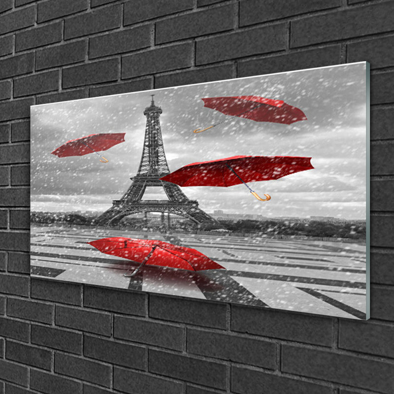 Architecture Eiffel Tower Umbrella - No Frame Print on Glass